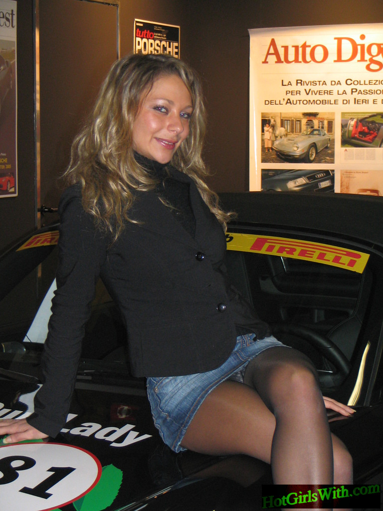 Blonde Short Skirt Upskirt on Car