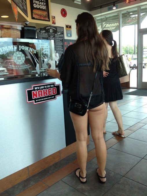 Cute Booty Barely Covered at Jimmy John's