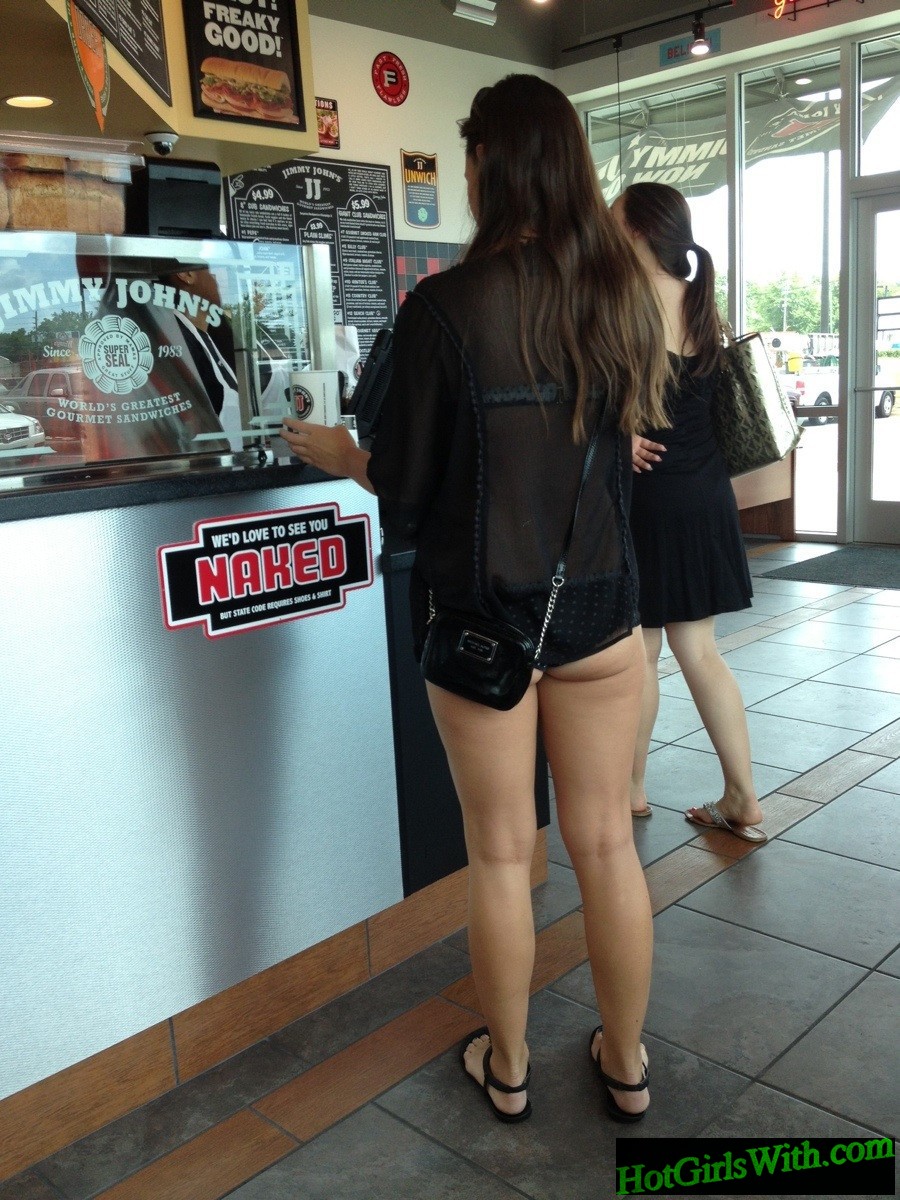 Cute Booty Barely Covered at Jimmy John's