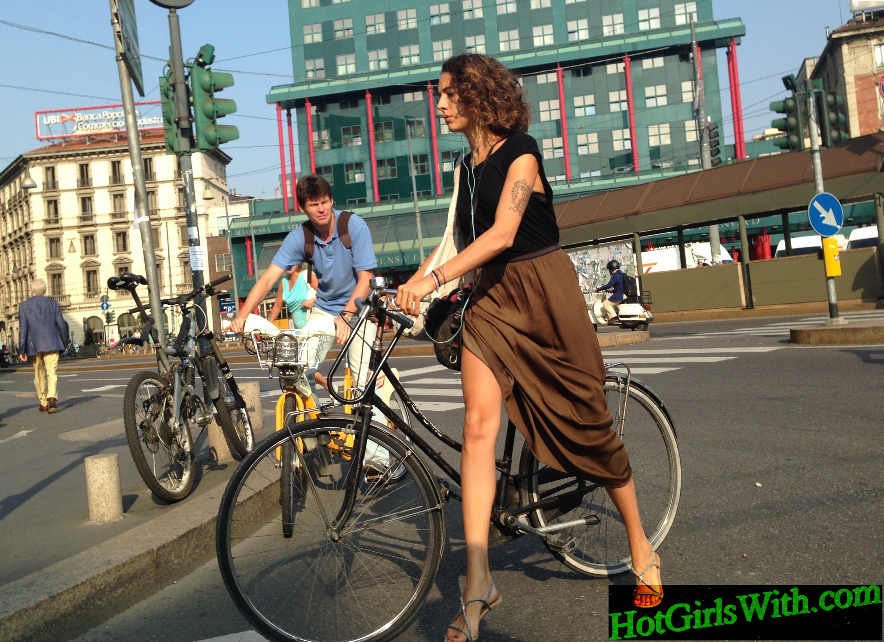 Hot Girl with Bicycle, Tattoo, and Legs for Days