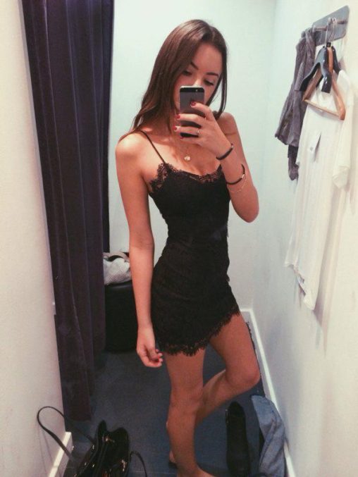 Hot Girl with Sexy Dress in Dressing Room