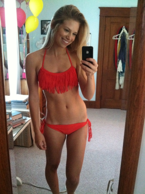 Sexy Fit Blonde in Bikini Selfie