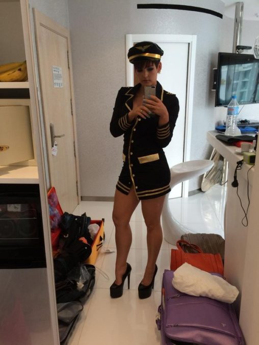 Sexy Flight Attendant Costume Selfie