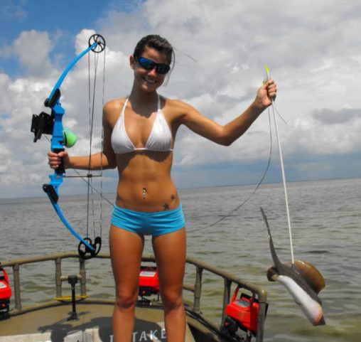 Tight Body Girl Bow Fishing