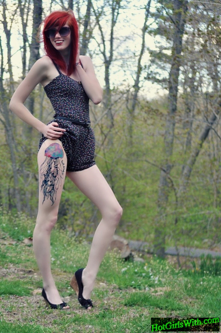 Hot Redhead with Leg Tattoo